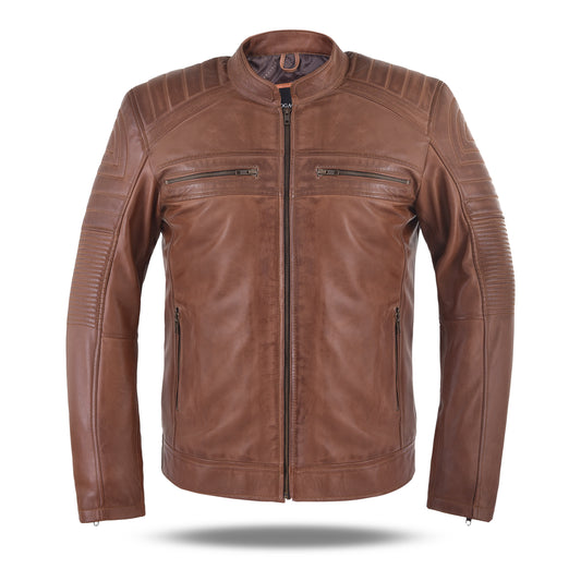 Sogachi Men's Pure Biker Brown Leather Jacket
